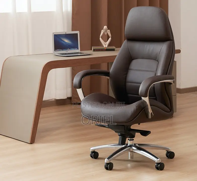 Modern Office Chair : Chrome 5star Base Executive Office Leather Chair