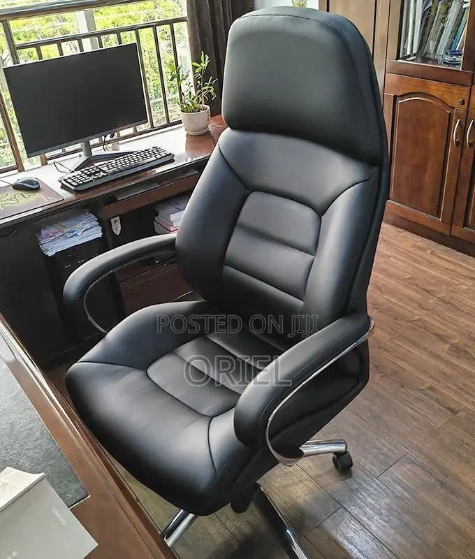 Modern Office Chair : Chrome 5star Base Executive Office Leather Chair