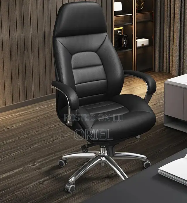 Modern Office Chair : Chrome 5star Base Executive Office Leather Chair