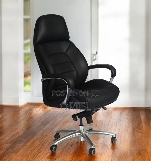 Modern Office Chair : Chrome 5star Base Executive Office Leather Chair