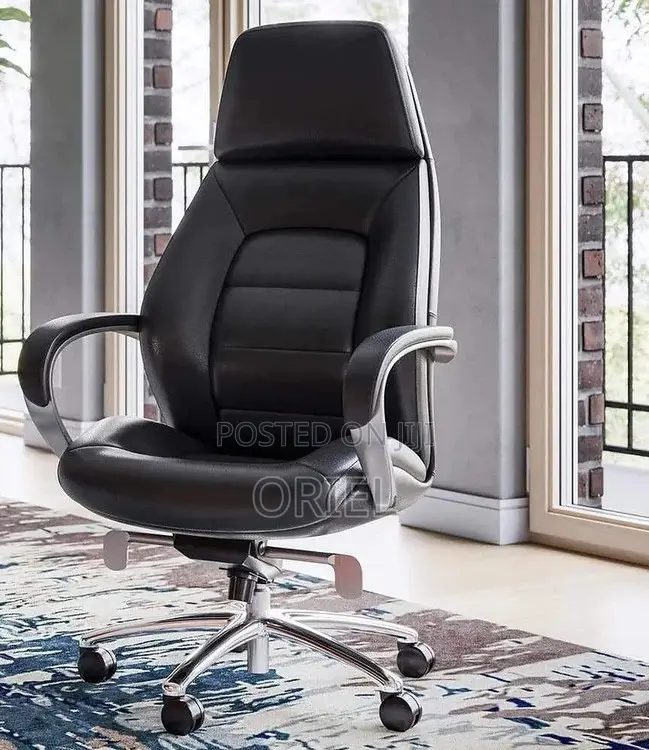 Modern Office Chair : Chrome 5star Base Executive Office Leather Chair
