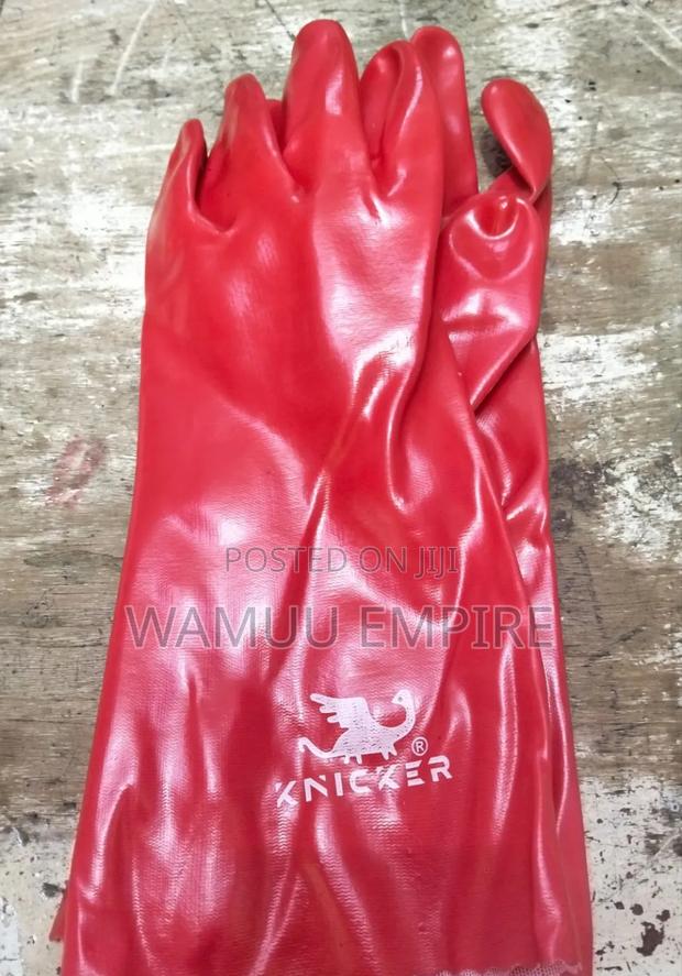 Knicker Brand Red Pvc Chemical Resistant Gloves