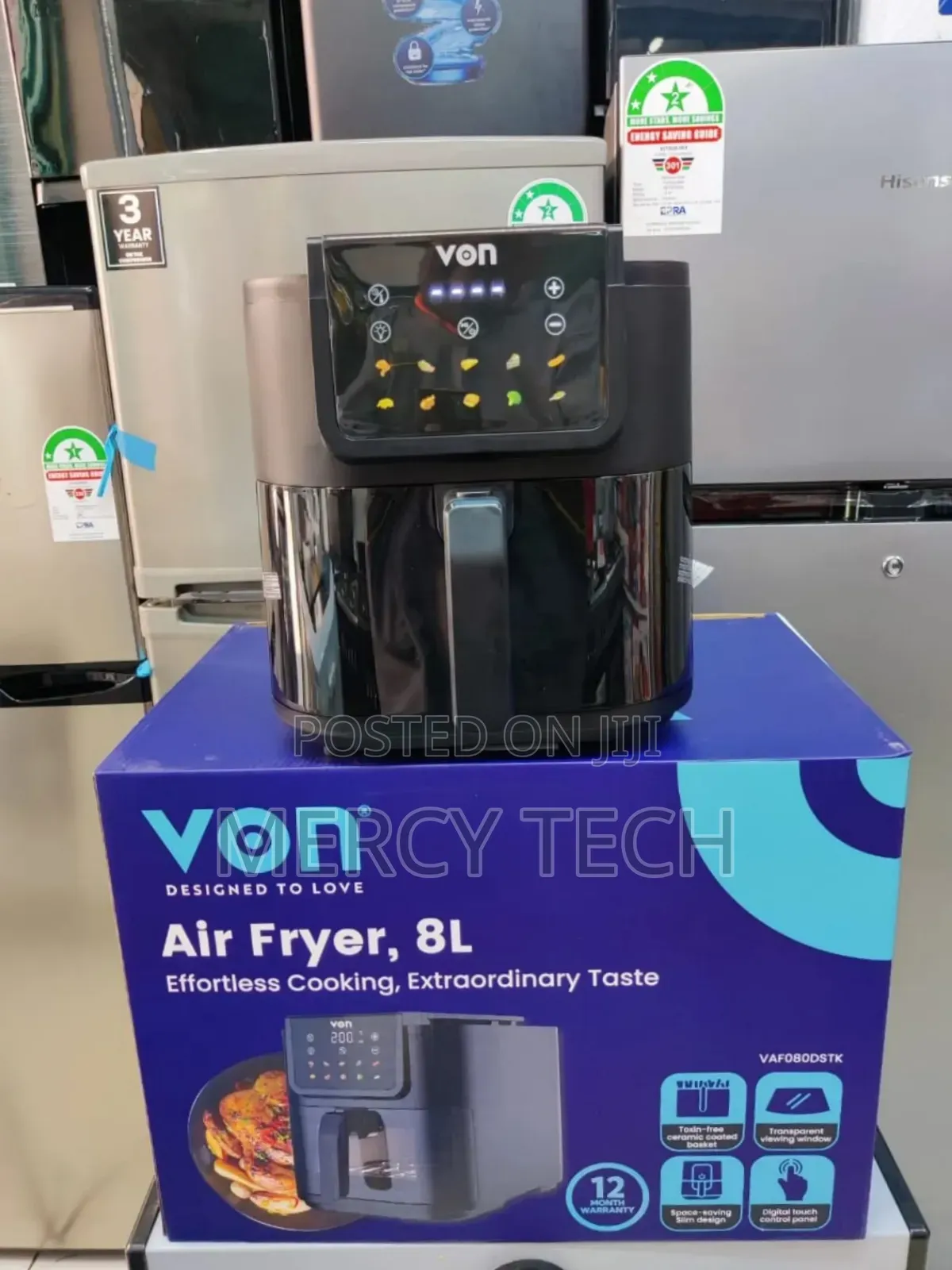 *Von Air Fryer 8l Digital Slim Design