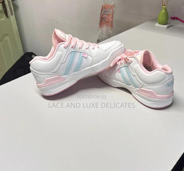 White-Pink Ladies Casual Sneakers