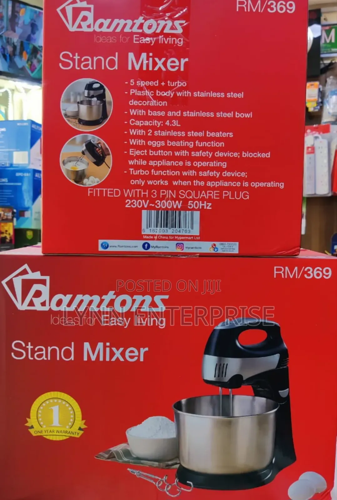 *Ramtons Stand Mixer Rm369 4.3litres 5-Speed+Turbo
