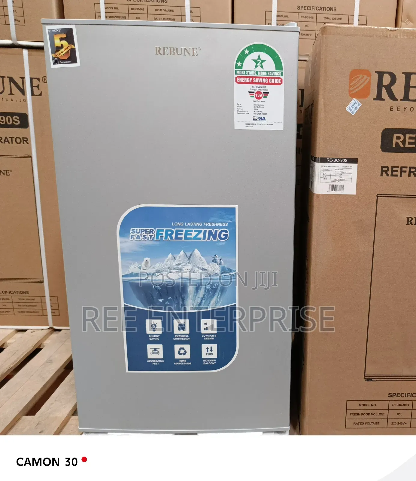 90 Litres Dark Silver Rebune Single Door Refrigerator