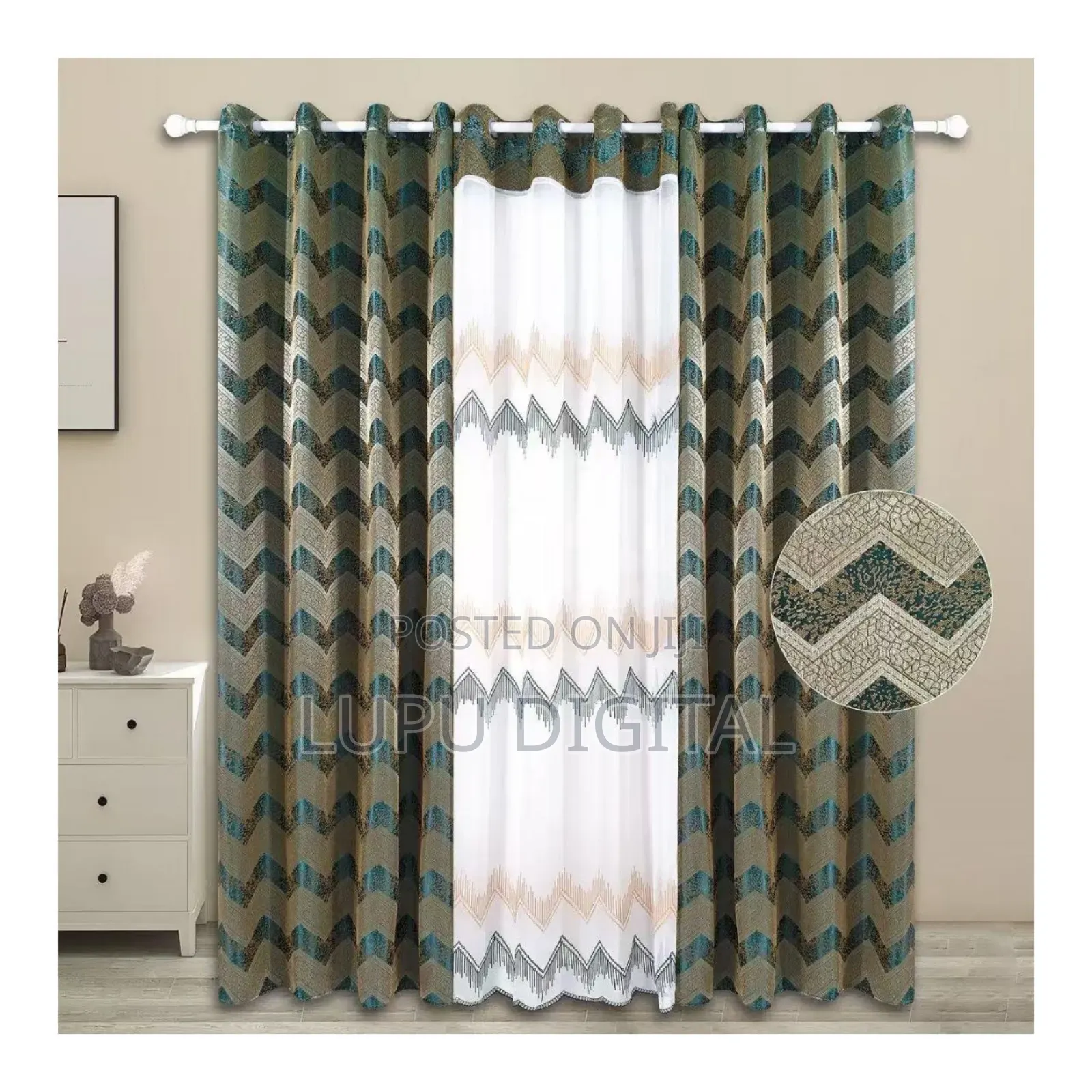 3 in 1 Curtains Drapes Set