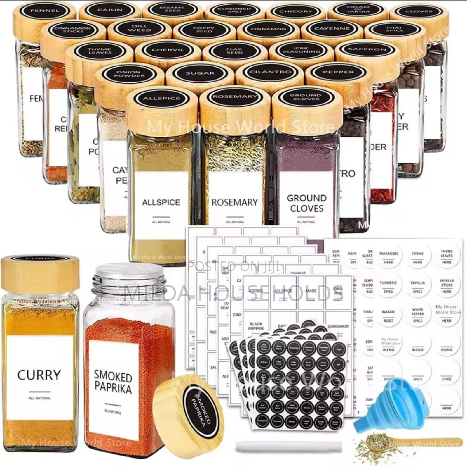*29pcs Set Glass Storage Spice Jars With Bamboo Lid