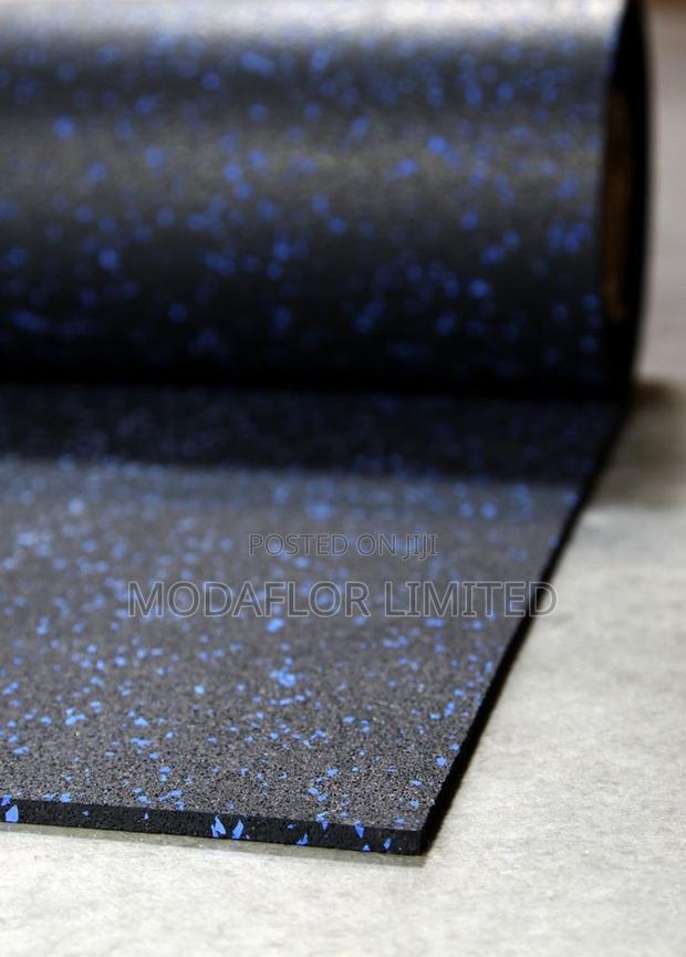 Blue Speckled Rubber Mat for Gym, Fitness and Workout Areas