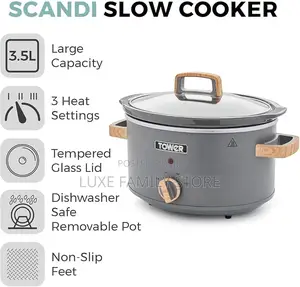 Tower Cavaletto 3.5 Litre Slow Cooker in Grey and Rose Gold.