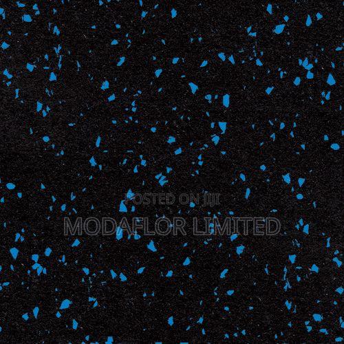 Blue Speckled Rubber Gym Mat for Heavy Duty Fitness Flooring Use - main view