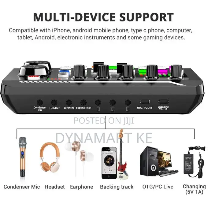 F998 Sound Card Professional Audio Mixer Live and Effects With Dj