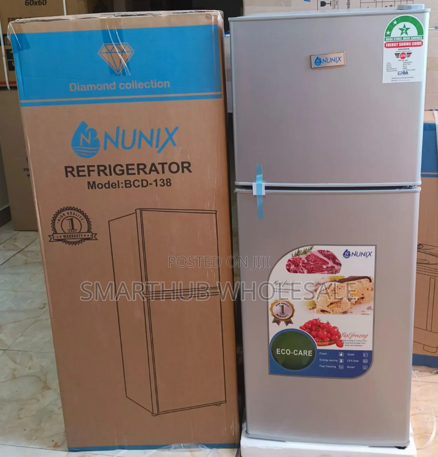 Nunix 138 Litres Large Capacity Double Door Refrigerator Fridge