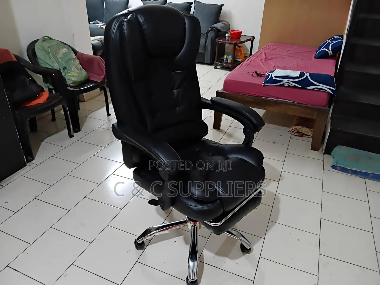 Executive Office Seat With Footrest - C C Imported Leather Chairs