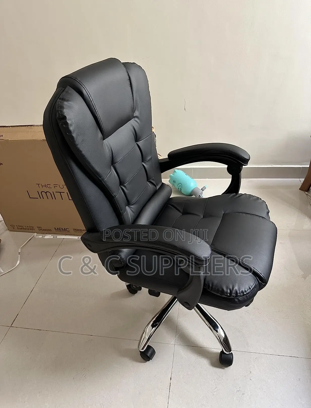 Executive Office Seat With Footrest - C C Imported Leather Chairs
