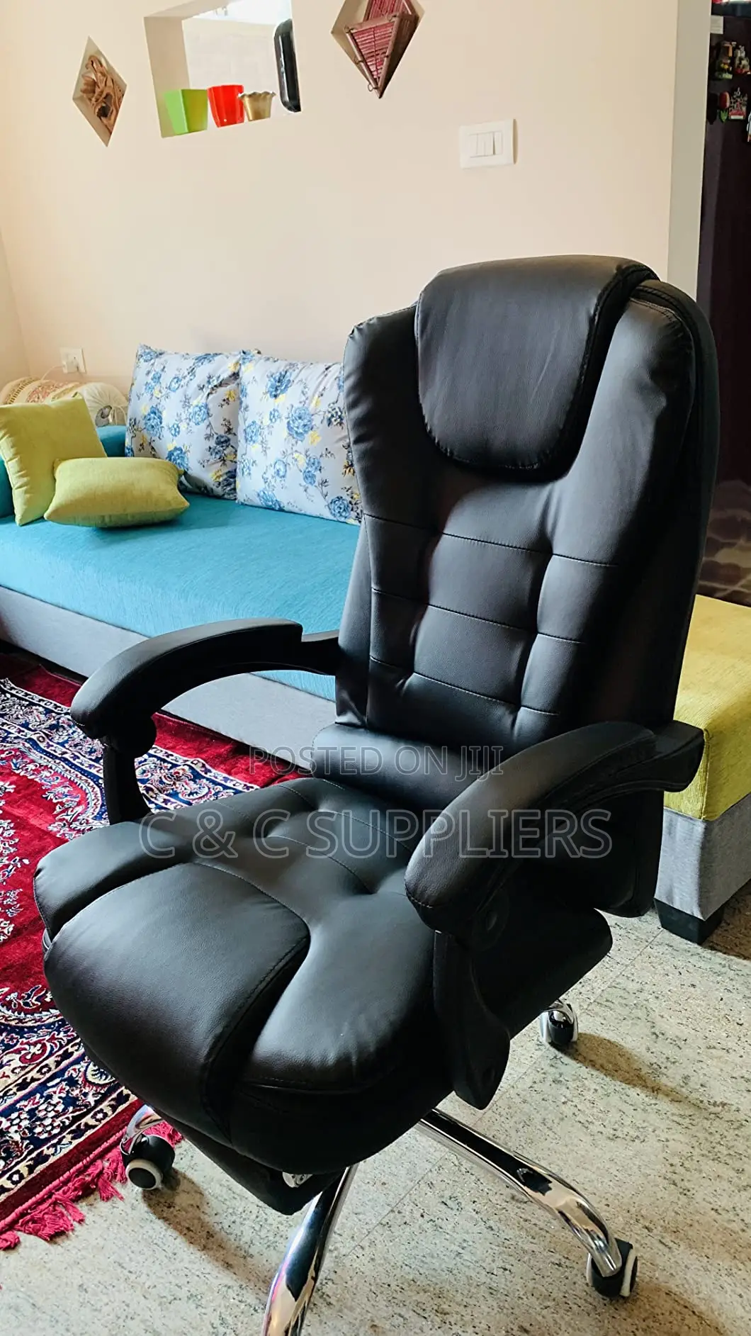 Executive Office Seat With Footrest - C C Imported Leather Chairs