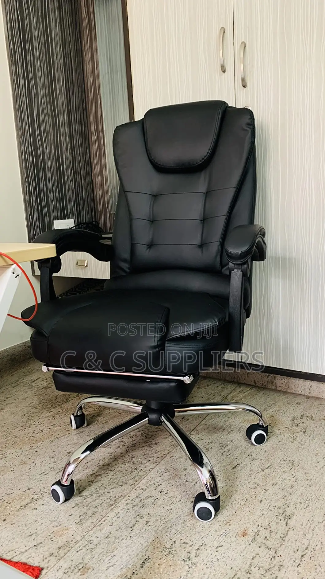 Executive Office Seat With Footrest - C C Imported Leather Chairs