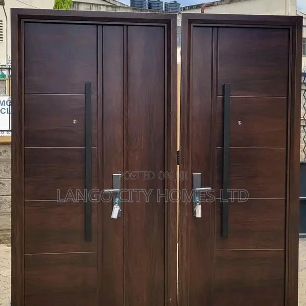 Brown Wood Look Steel Security Doors
