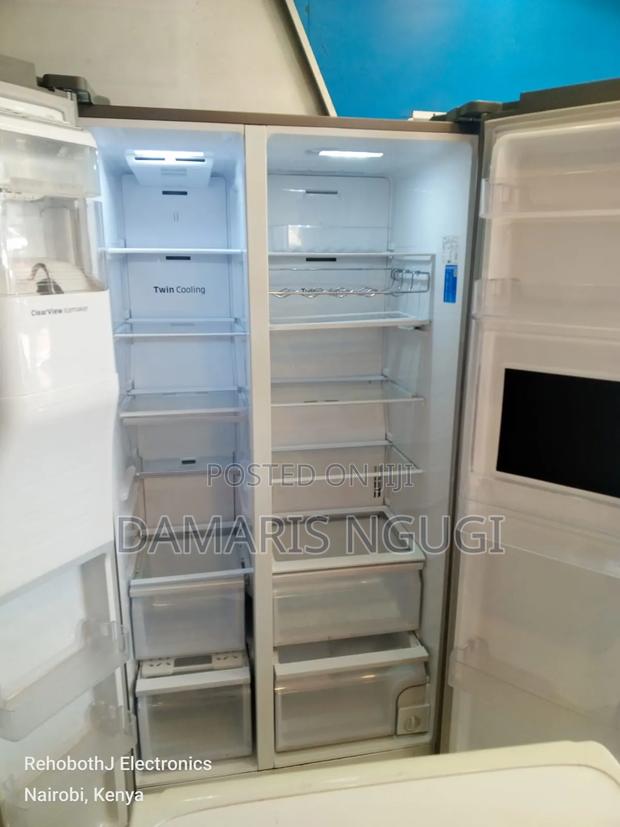 Black Samsung Side by Side Refrigerator - main view