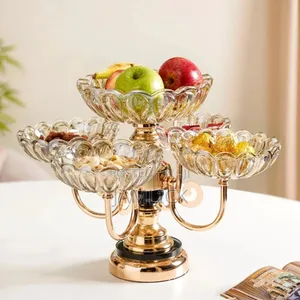 Crystal Glass Fruit Bowls With Metal Stand - Gh
