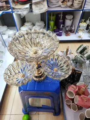 Crystal Glass Fruit Bowls With Metal Stand - Gh