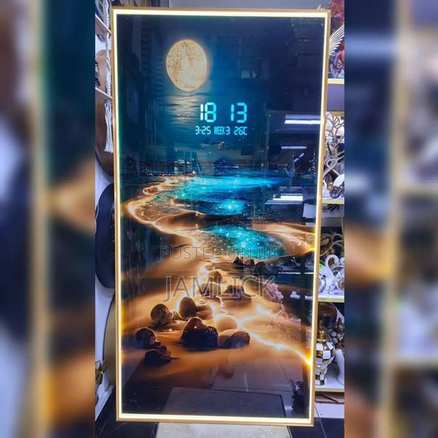 Modern Led Wall Art With Digital Clock Remote Control - Gh - thumbnail 3