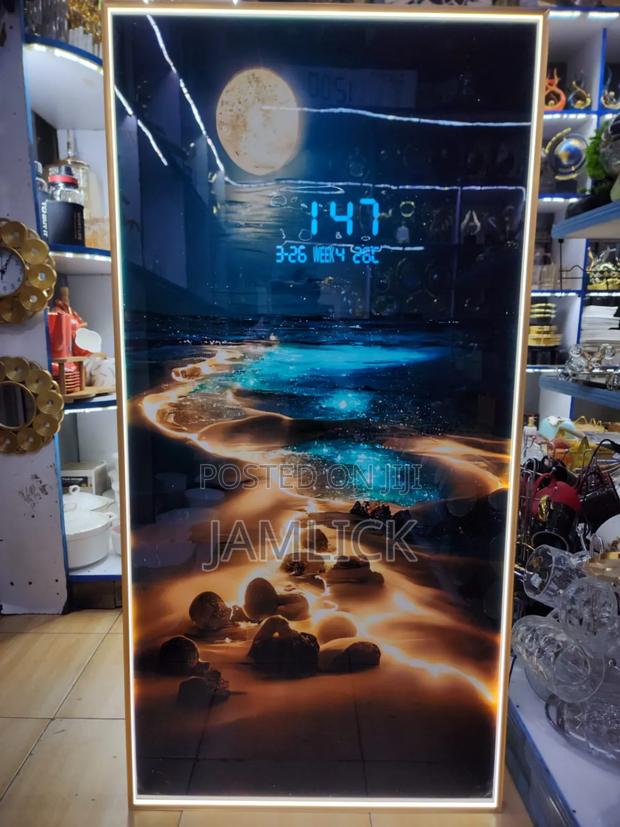 Modern Led Wall Art With Digital Clock Remote Control - Gh - thumbnail 4