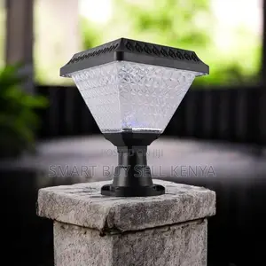 Outdoor Solar Led Pillar Lamp With Diamond Cut Design and Bright Led