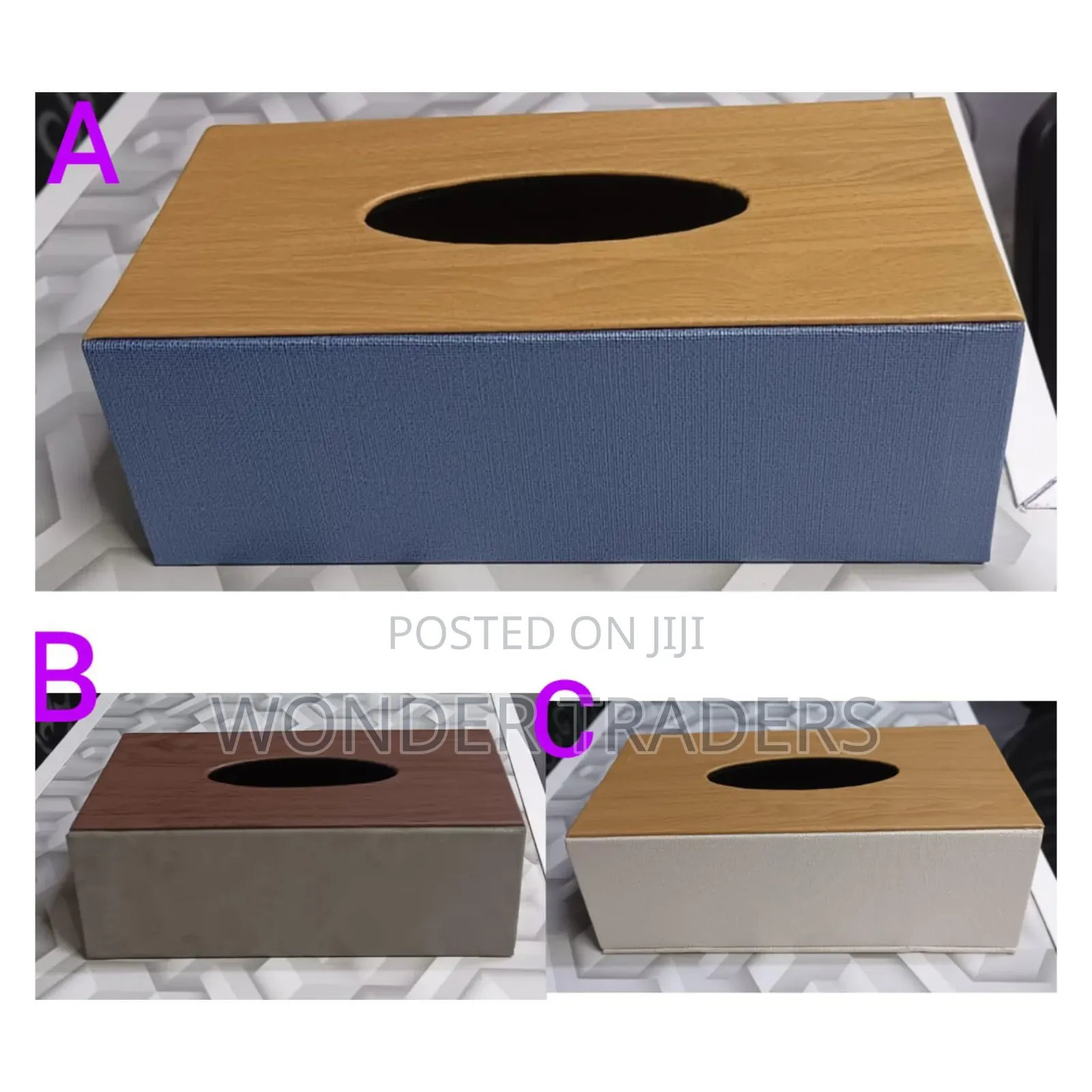 Tissue Box With Bamboo Wood Lid,Rectangular Leather Serviette Holder