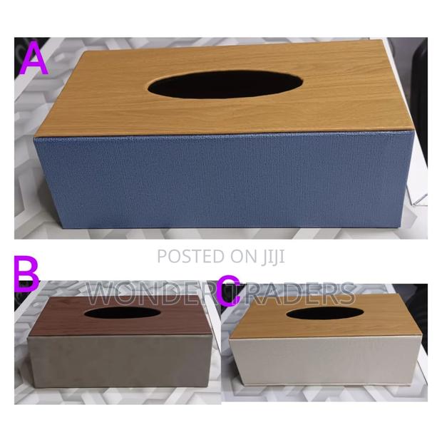 Tissue Box With Bamboo Wood Lid,Rectangular Leather Serviette Holder