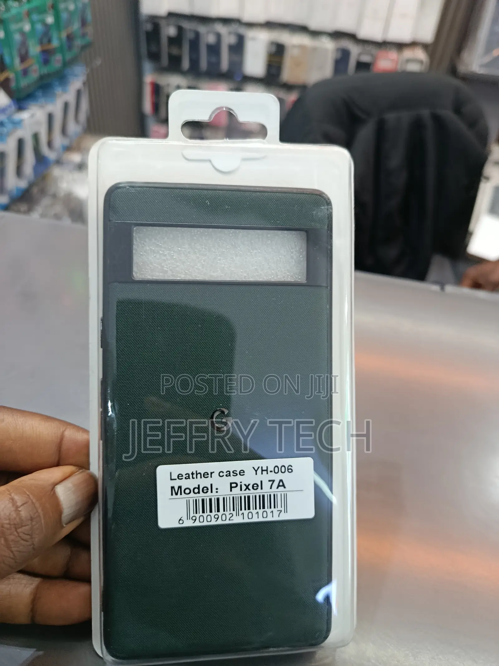 Green Leather Case Specifically Designed for the Google Pixel 7a.