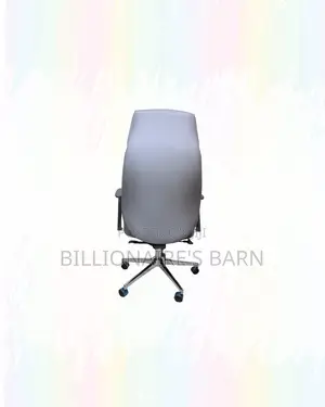Grey Executive Leather Office Chair High Back Chrome Base Support