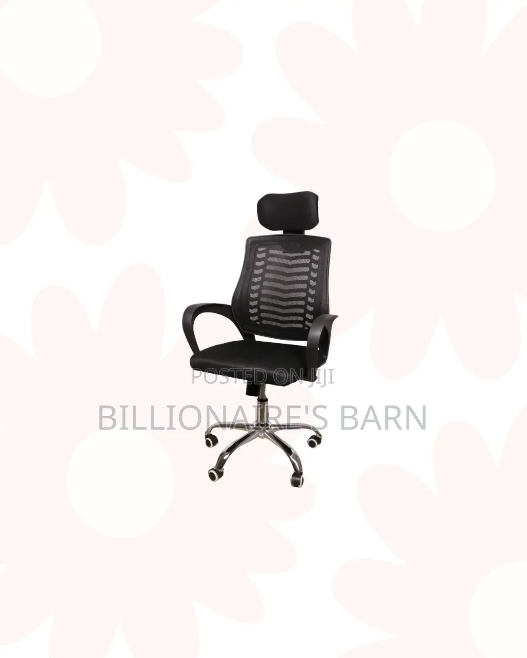 Secretarial Mesh Chair Adjustable Headrest - Lumbar Support Ergonomic