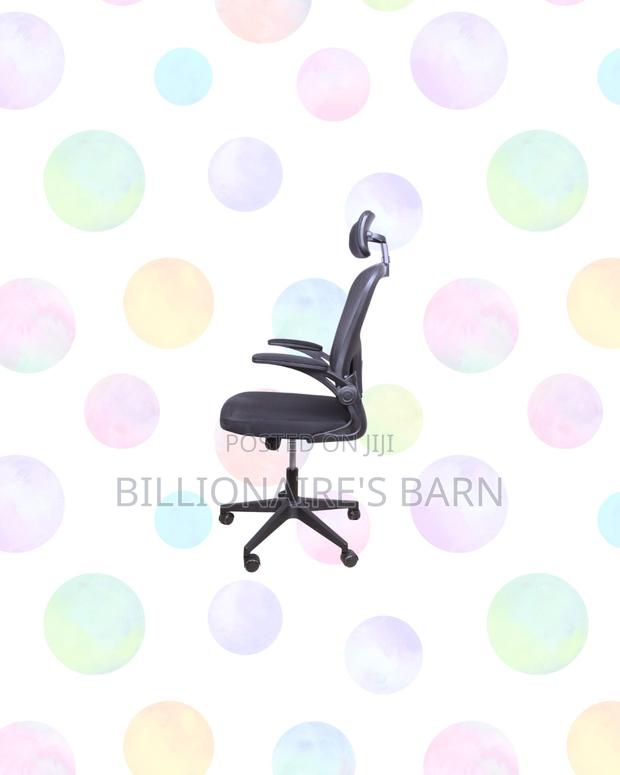 Grey Ergonomic Office Chair Flip Up Arms Adjustable Headrest Seating