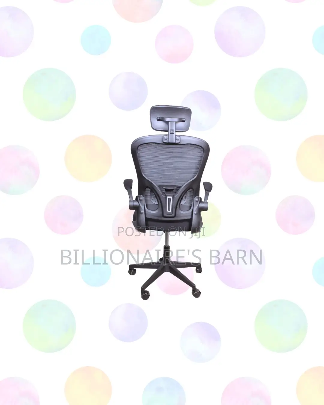 Grey Ergonomic Office Chair Flip Up Arms Adjustable Headrest Seating