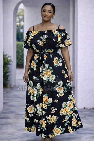 Red Flowered Long Dress