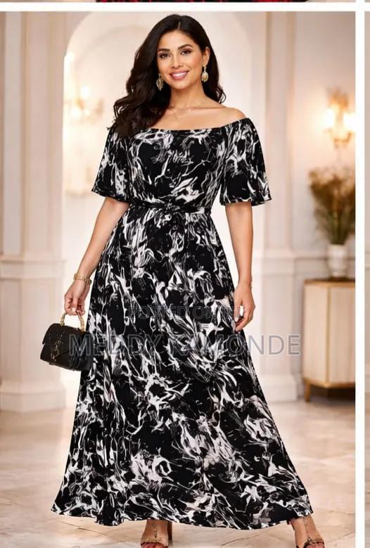Elegant Black White Long Dress