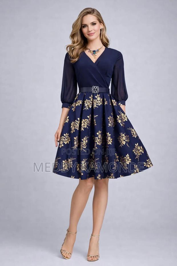 Navy Blue Round/Skater Dress