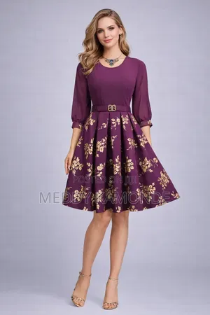 Navy Blue Round/Skater Dress