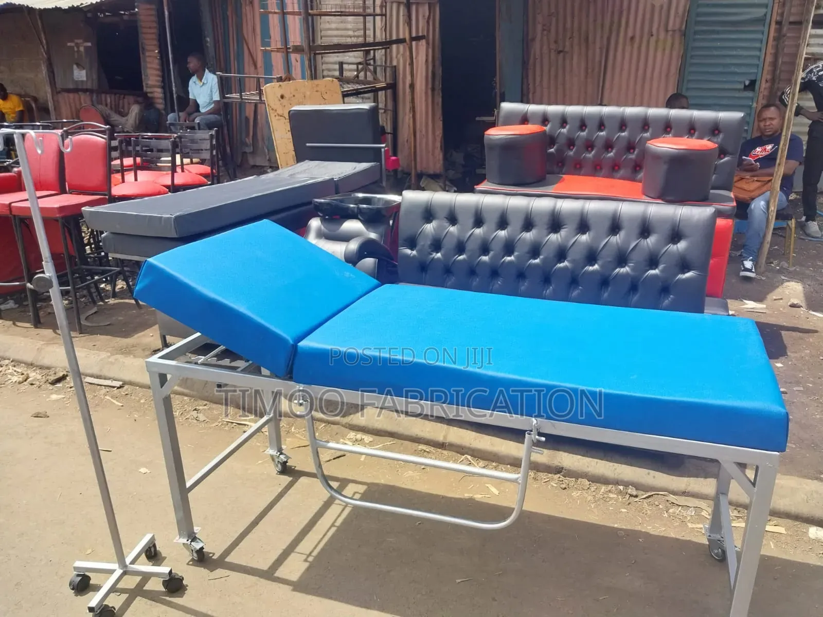 Examination Couch Bed With Running Legs Plus Drip Stand