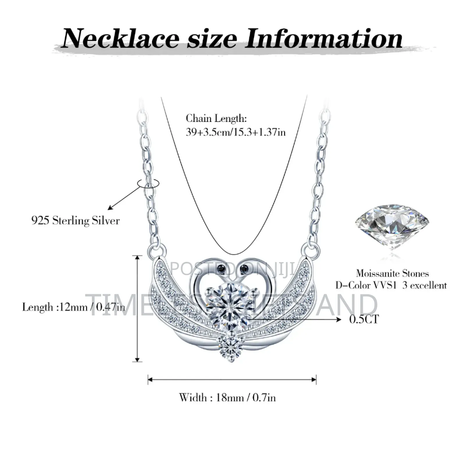 Sterling Silver S925 Swan Love Heart Ladies Moissanite Necklace