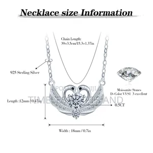 Sterling Silver S925 Swan Love Heart Ladies Moissanite Necklace