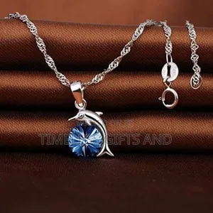 Silver 925 Dolphin Blue Pendant Ladies Necklace