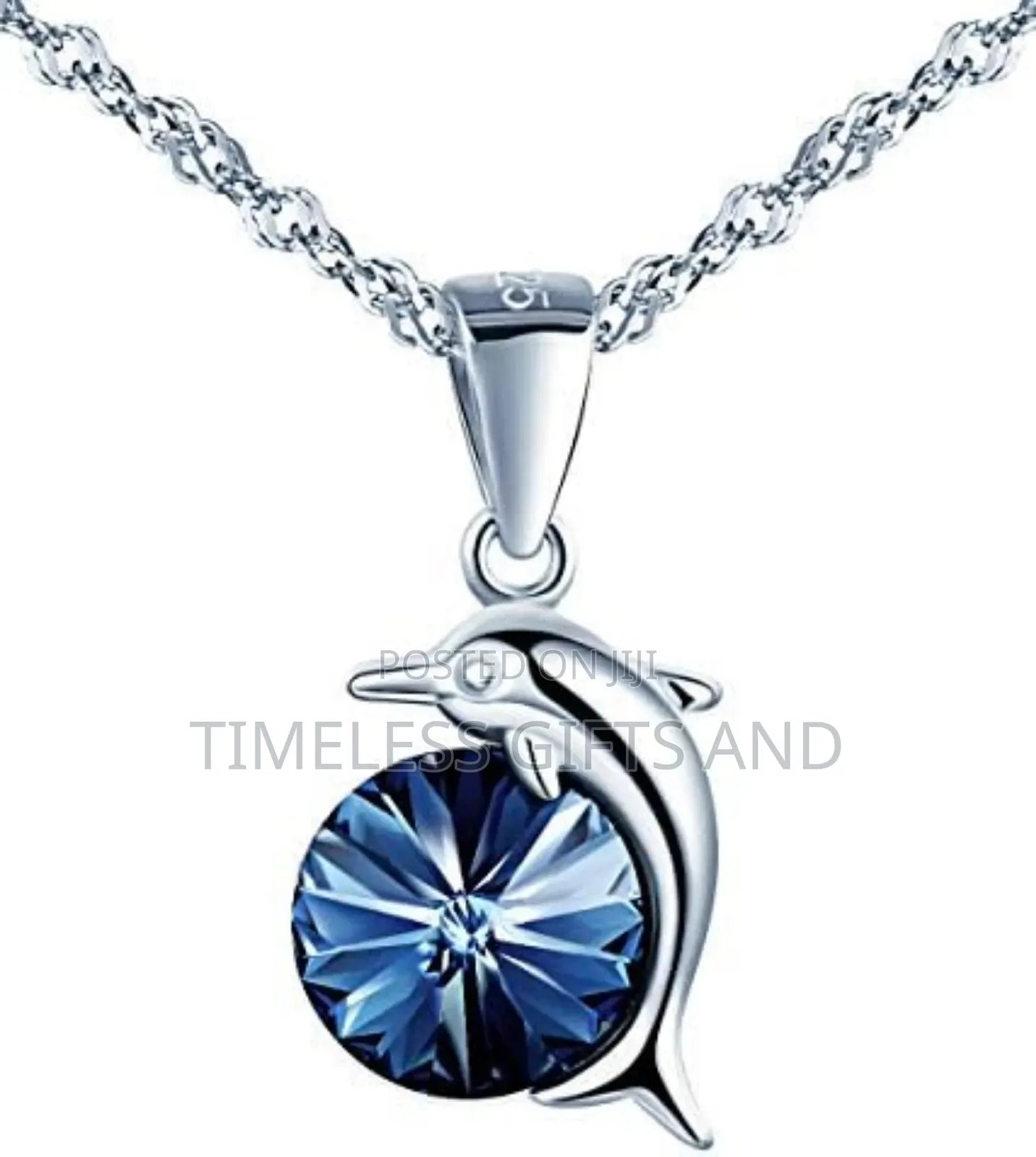 Silver 925 Dolphin Blue Pendant Ladies Necklace