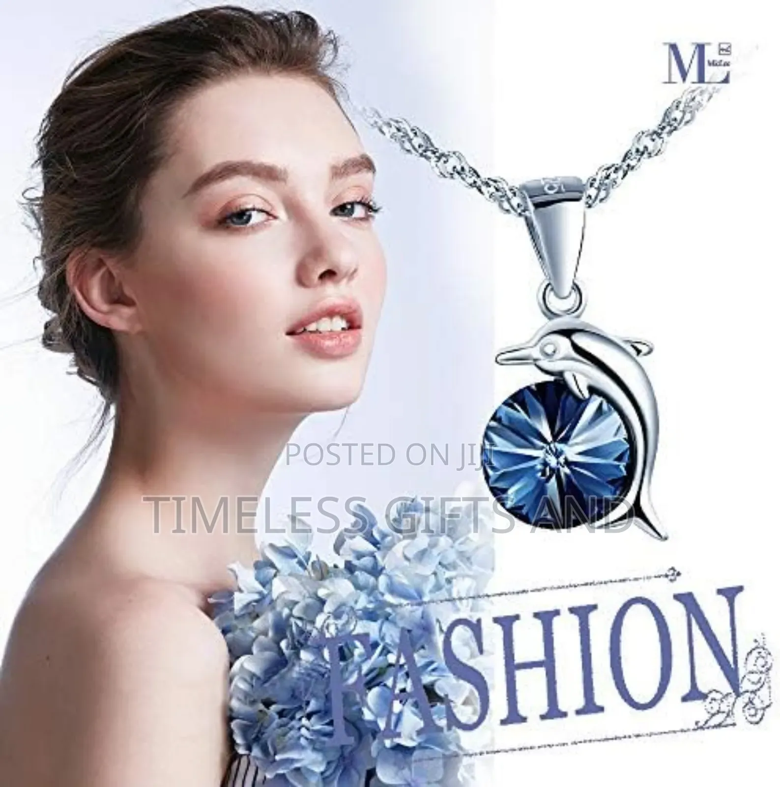 Silver 925 Dolphin Blue Pendant Ladies Necklace