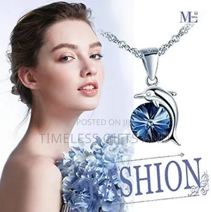 Silver 925 Dolphin Blue Pendant Ladies Necklace