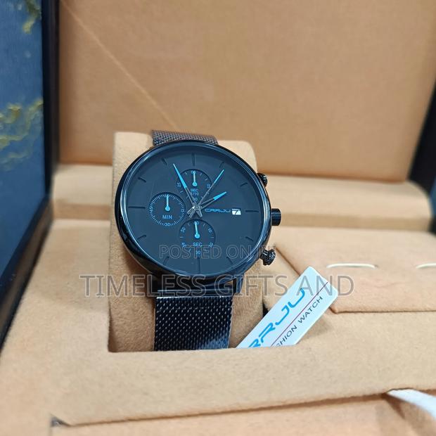 Crrju Blue Detail Men Durable Watch