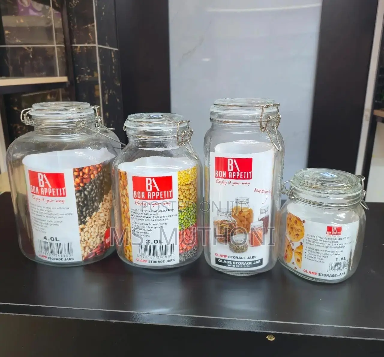 Bon Appetit Brand Clamp Storage Jars Available in Various Sizes