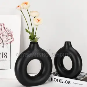 Porcelain Ceramic 2in1 Elegant Decor Donut Flower Vases