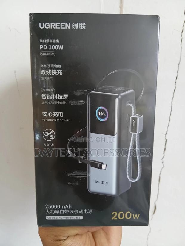 Ugreen Nexode Power Bank With Retractable Cable (25000mah, 200w)